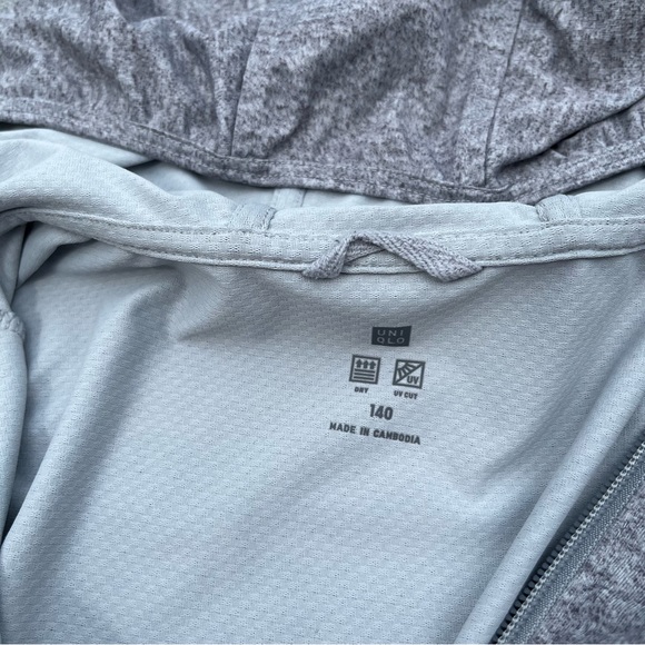 Uniqlo Youth Unisex Light Grey Full Zip Long Sleeve Hoodie Jacket Size 9-10Y - Picture 3 of 16